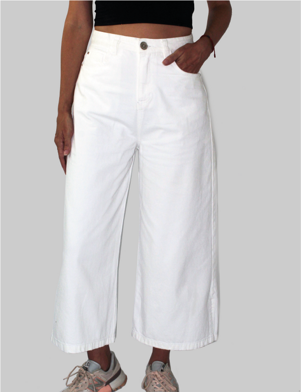 Pantalon Culotte Mujer Blanco